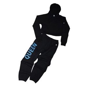 Werk Dancewear Black Queen Joggers Matching Cropped Hoodie Set Adult XS NWOT